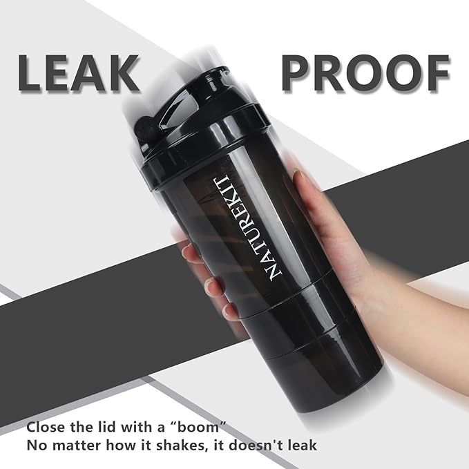 Shaker Bottle,Protein Shaker Bottle, 16 oz GYM Shaker Cup with shaker Ball,Shaker Cups for Protein Shakes, Drink Mixer Bottle with Storage,BAP Free,Leakproof,Black