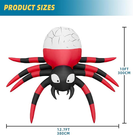 ININ 12FT Halloween Inflatable Spider Decorations Outdoor,Halloween Blow Up Yard Decorations Built-in 8 LED Lights,Holiday Party Decor for Garden/Haunted House/Lawn.