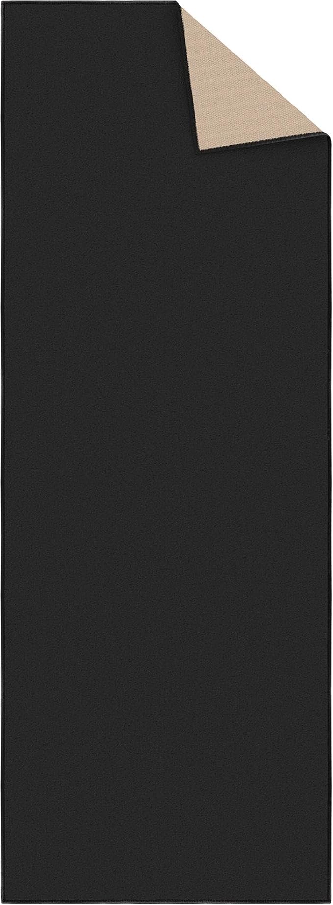 Machine Washable Modern Solid Design Non-Slip Rubberback 2x6 Traditional Runner Rug for Hallway, Kitchen, Bedroom, Living Room, 2'2" x 6', Black