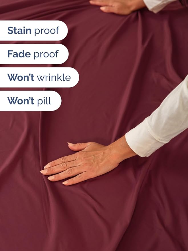 Extra Deep Twin XL Sheet Set - 4 Piece Breathable & Cooling Sheets - Hotel Luxury Bed Sheets Set - Easy & Secure Fit - Soft, Wrinkle Free & Comfy Sheets Set - Burgundy Sheet Set w/Extra Deep Pockets