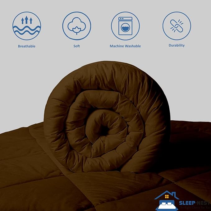 SLEEP-NEST Oversized King Comforter 116 x 98 - All-Season Hotel Luxury Down Alternative - Pintuck Pinch Pleat Design with 8 Corner Tabs - Ultra Soft, Breathable, Extra Large Quilt - Brown
