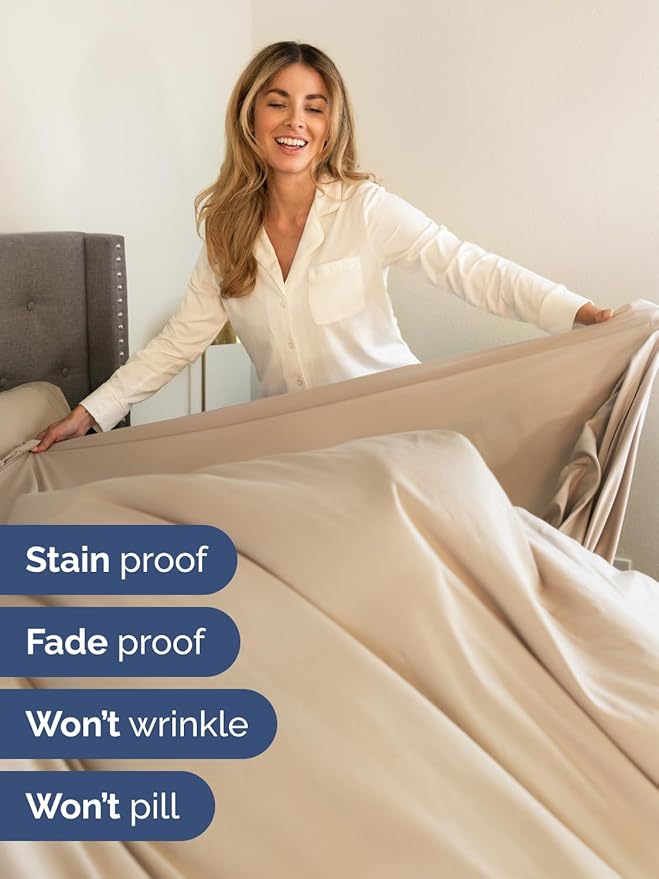 Extra Deep Queen Sheet Set - 6 Piece Breathable and Cooling Sheets - Hotel Luxury Bed Sheets Set - Easy & Secure Fit - Soft, Wrinkle Free and Comfy Sheets Set - Cream Sheet Set with Extra Deep Pockets