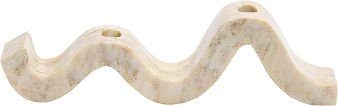 Bloomingville Marble Wave Double Taper Candle Holder, Beige