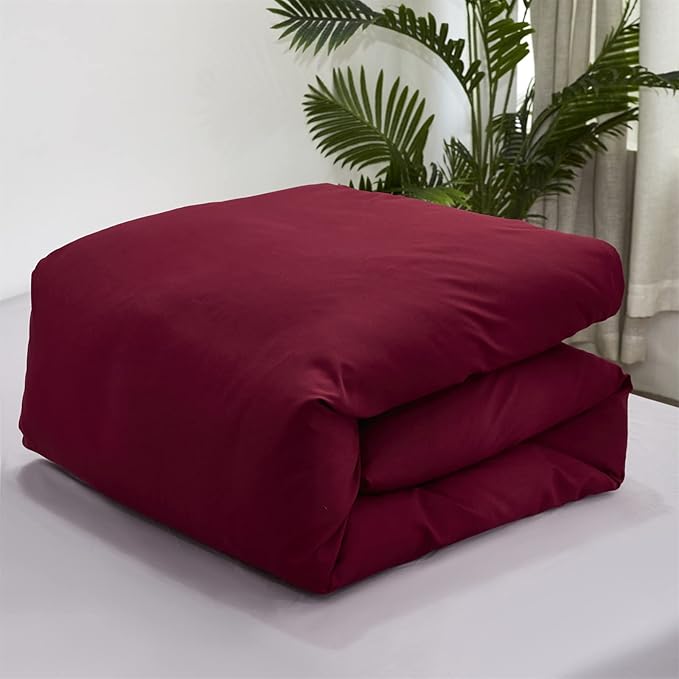 Wellboo Burgundy Comforter Set Twin Size Dark Red Bedding Set Women Girls Claret Wine Quilt Soft Crimson Blanket Quilts Rish Solid Deep Red Comforter Breathable Cozy Bedding for All Seasons