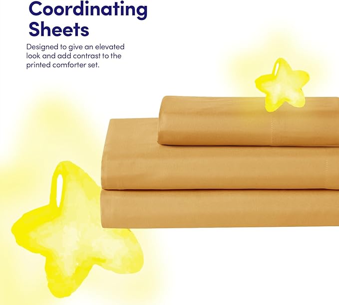 Construction Bedding Set Twin Size – Bed in a Bag with Sheets, Pillowcases & Shams – Soft Construction Bedding Comforter Set with Dump Trucks, Cranes & Bulldozers – Fun Kids Construction Bedroom Decor