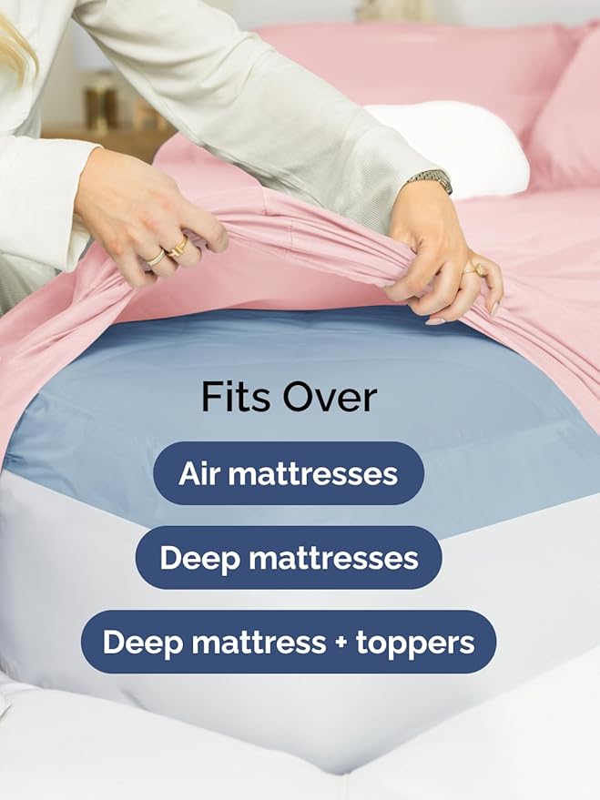 Extra Deep King Sheet Set - 6 Piece Breathable & Cooling Sheets - Hotel Luxury Bed Sheets Set - Easy & Secure Fit - Soft, Wrinkle Free & Comfy Sheets Set - Baby Pink Sheet Set with Extra Deep Pockets