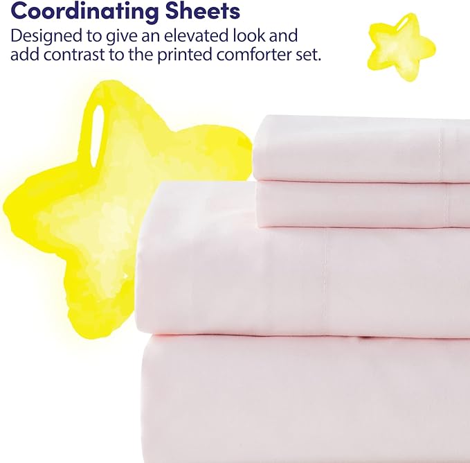 Kids Bedding Set Bed in a Bag for Boys and Girls Toddlers Printed Sheet Set and Comforter , Full, Rainbow Unicorn