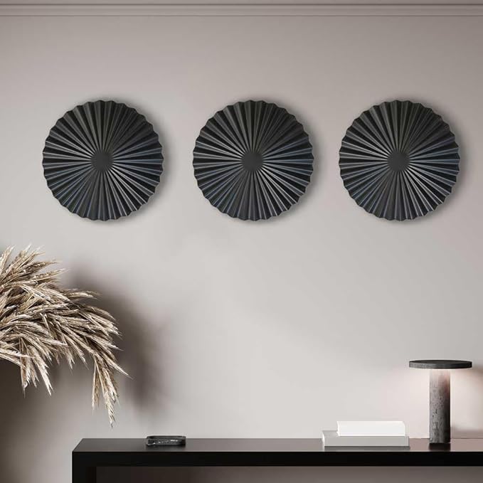 ITrixgan Round Metal Wall Decor Above Couch Hanging Black Modern Art For Farmhouse Home Office Decorative Gothic Room Decor Set of 3