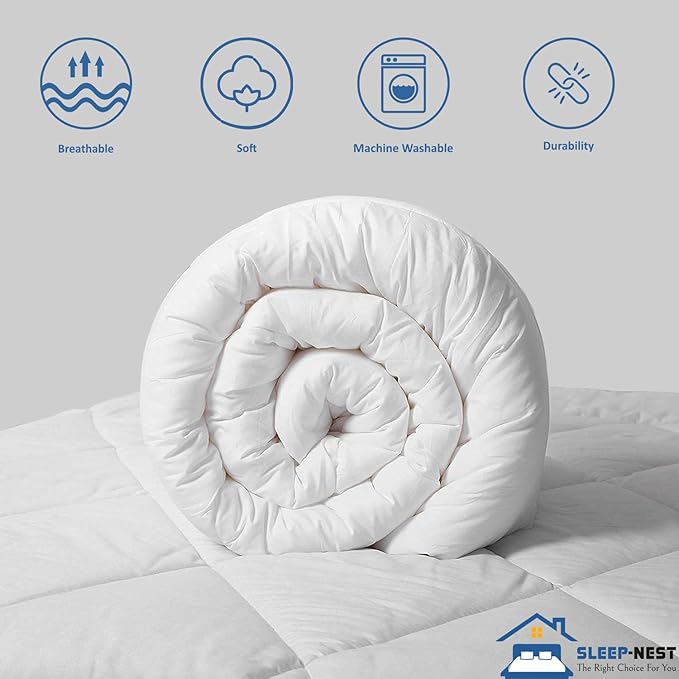 SLEEP-NEST Oversized King Comforter 120x120 Extra Large Breathable Down Alternative 1 Piece Pinch Pleated Comforter Duvet Insert with 8 Tabs/Loops for All Season Quilt Lightweight & Soft, White