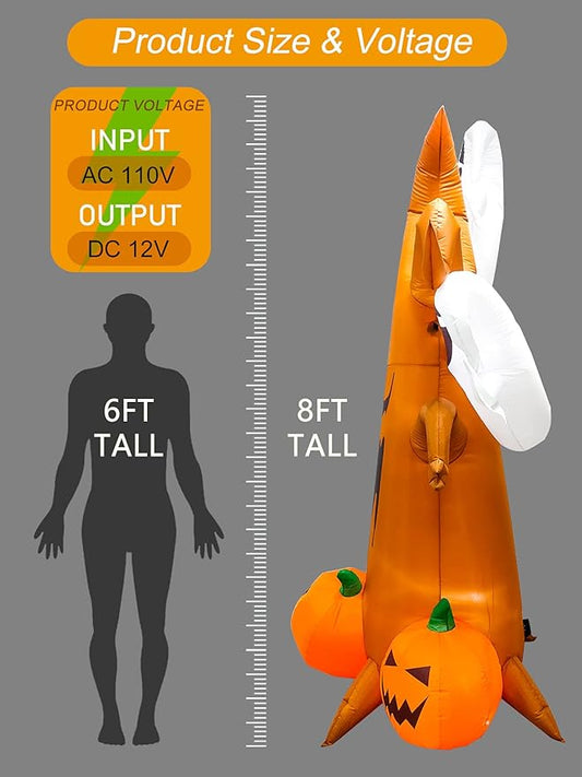 8 Feet Halloween Inflatable Dead Tree with Ghost Pumpkins Kalolary Blow up LED Light Dead Tree for Halloween Outdoor Indoor Holiday Decorations Yard Lawn Decor for Home Family Halloween Party