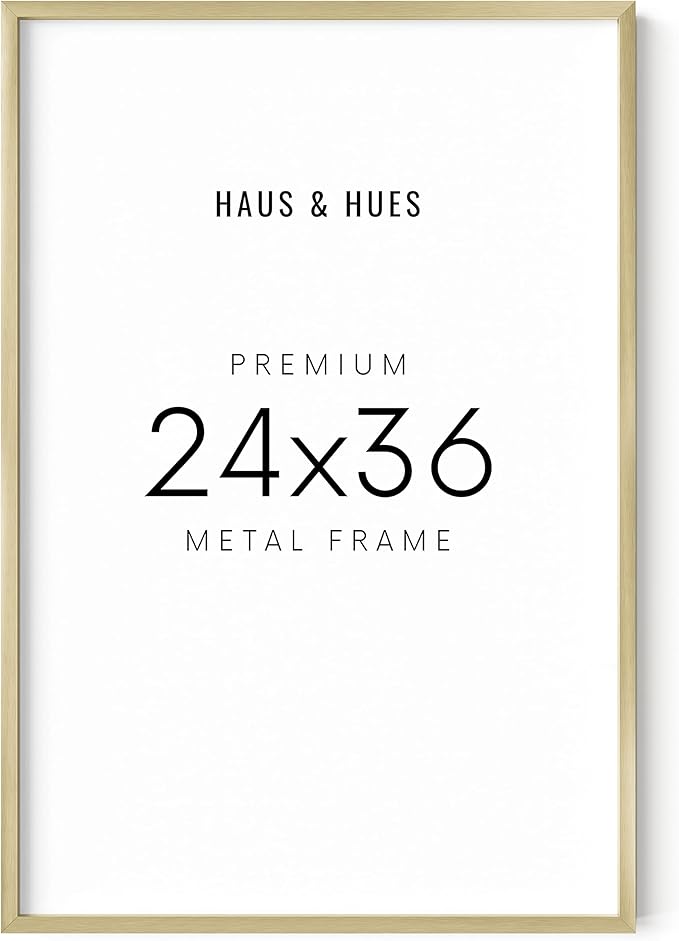 HAUS AND HUES 24x36 Poster Frame Gold - Set of 1 24x36 Inch Poster Frame, 24x36 Large Gold Frame, Gold Picture Frames, Movie Poster Frame 24x36, Gold Poster Frame, 24x36 Frame (Gold Aluminum Frame)
