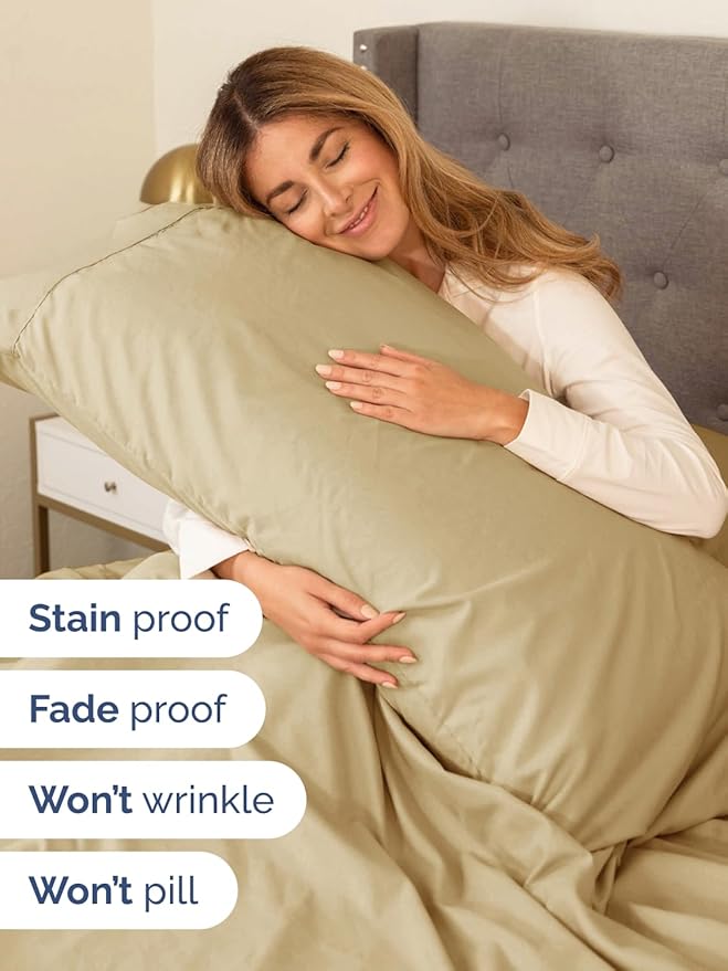 Extra Deep King Sheet Set - 6 Piece Breathable and Cooling Sheets - Hotel Luxury Bed Sheets Set - Easy & Secure Fit - Soft, Wrinkle Free and Comfy Sheets Set - Beige Sheet Set with Extra Deep Pockets