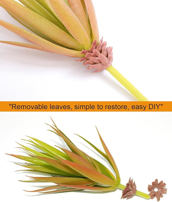 LJY 2 Pieces Realistic Artificial Faux Succulent Yucca Vera Greenhouse Small Plants Unpotted for Home Garden Decoration (Autumn Green)