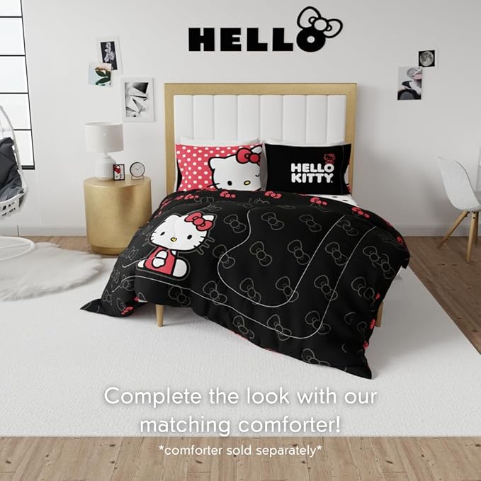 Franco Collectibles Hello Kitty Polka Dot Bedding Super Soft Microfiber 4 Piece Queen Sheet Set, (Officially Licensed Product)