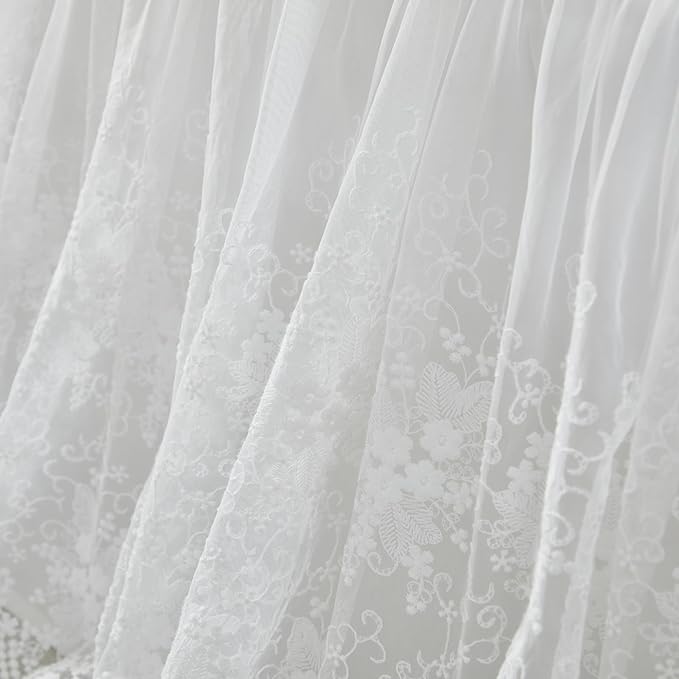 Brandream Boho Bohemian Girl Baby Nursery Lace Crib Bed Skirt Dust Ruffle - Solid Color Romantic Cream Off White Farmhouse Chic 100% Cotton Ruffle Skirt Excellent Quality