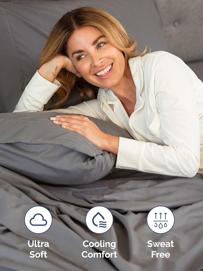 Extra Deep Twin XL Sheet Set - 4 Piece Breathable & Cooling Sheets - Hotel Luxury Bed Sheets Set - Easy & Secure Fit - Soft, Wrinkle Free & Comfy Sheets Set - Grey Sheet Set with Extra Deep Pockets