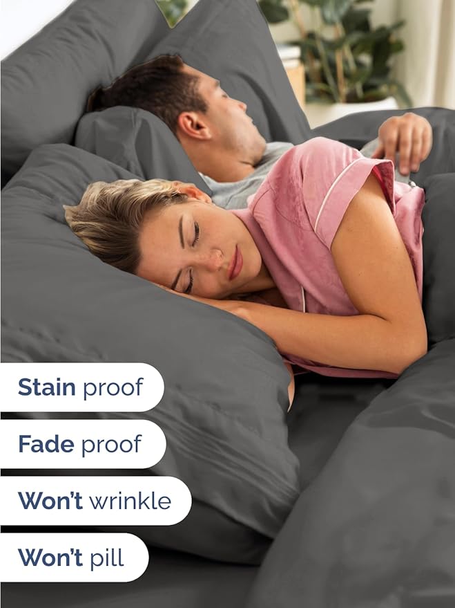 Extra Deep Twin Sheet Set - 4 Piece Breathable & Cooling Sheets - Hotel Luxury Bed Sheets Set - Easy & Secure Fit - Soft, Wrinkle Free & Comfy Sheets Set - Charcoal Sheet Set with Extra Deep Pockets
