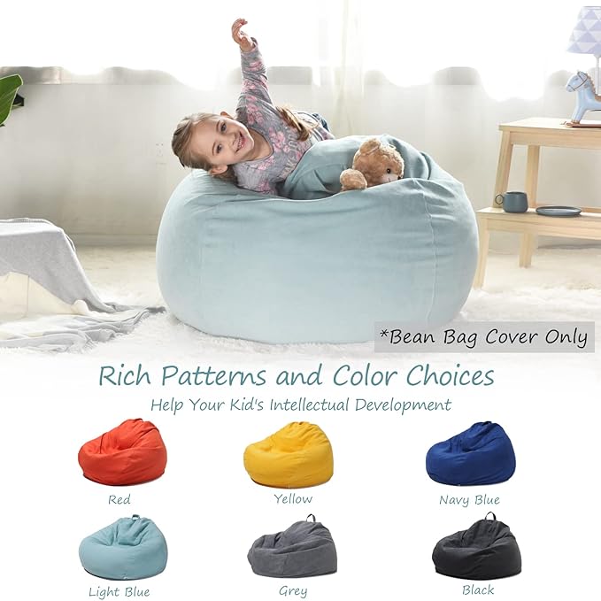 YuppieLife Stuffed Animals Bean Bag Chair Cover Candy-Colored Bean Bag(Just Cover, No filling)/Extra Large Stuff 'n Sit Organization/Toy Storage Bag/Kids Toys Organizer(38'',Mint Green)