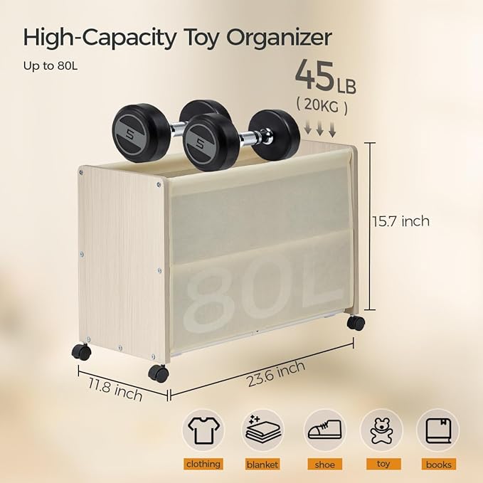 Toy Box, Toy Chest, Toy Box for Living Room, Kids Toys Storage Decorative, with Metal Frame, White, Patented Design