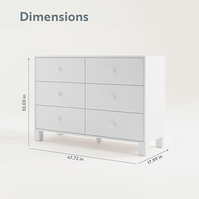 Storkcraft California 6-Drawer Double Dresser (White) - GREENGUARD Gold Certified, Interlocking Drawer System, Dresser Drawer Organizer for Kids Bedroom