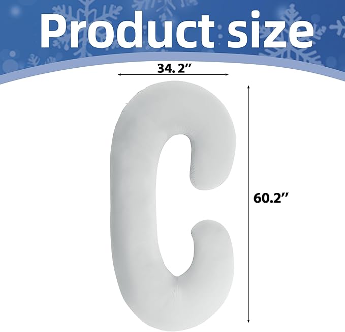 Cooling Pregnancy Pillow Cover (ONLY Pillowcase), Q-Max 0.4 C Shaped Luxurious Smooth Maternity Pillow Cover with Hidden Zip, Cool Large Pillow Protector for Side Hot Sleeper, Grey, 60x34 in