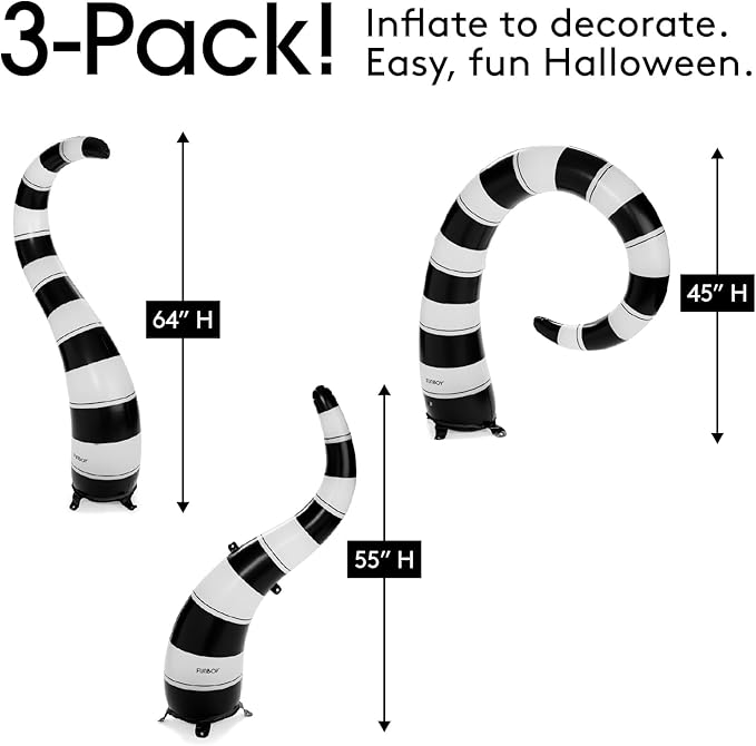 FUNBOY Giant Inflatable Light-Up Yard Snake Scary Halloween Décor, Indoor/Outdoor, (3 Pack)