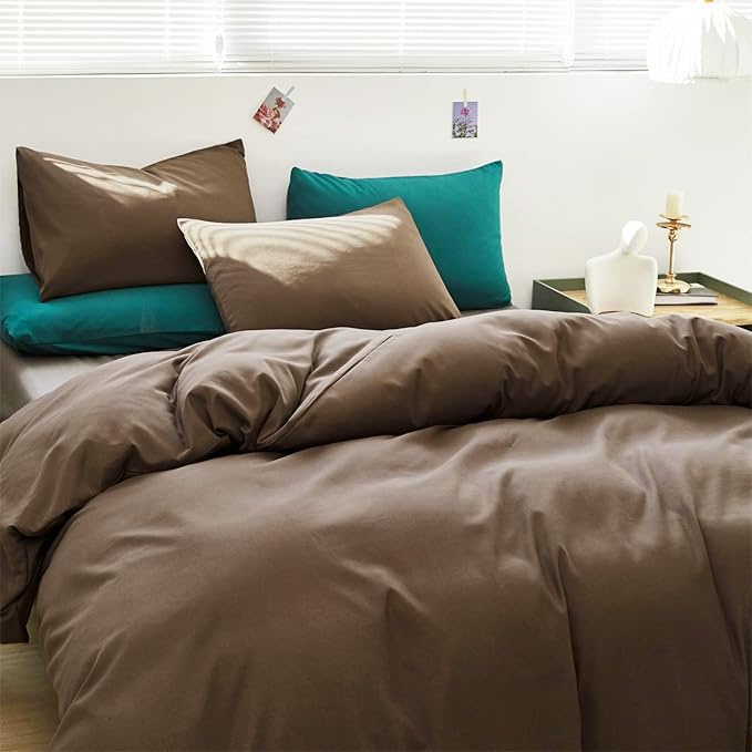 Cottonight Brown Comforter Set King Chestnut Brown Bedding Comforter Set Modern Chocolate Brown Blanket Quilts Modern Dark Brown Bedding Comforter Set for Women Men King Bed