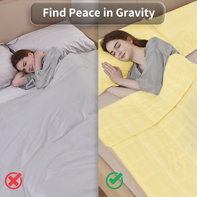 Weighted Blanket for Adult,25lbs Heavy Weighted Blanket 60"x80" Breathable Cooling Summer Blankets, Ultra Soft Cotton Comfort Throw Blanket with Glass Beads for All-Season (Yellow)