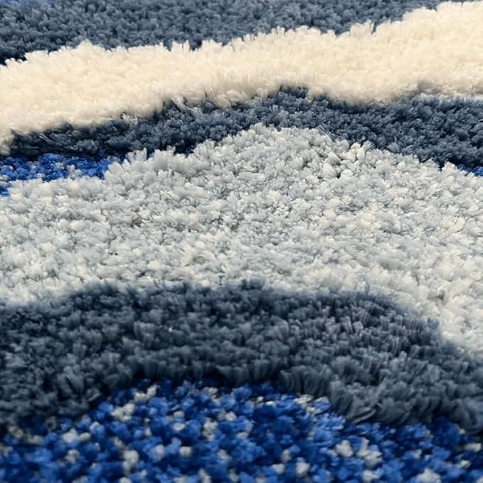 Wave Shape Furry Bedroom Rug, Fluffy Area Rug, Bathroom Rugs, Children's Room, Bathroom Mats,Bath Mats(31.5 x 19.7 in)