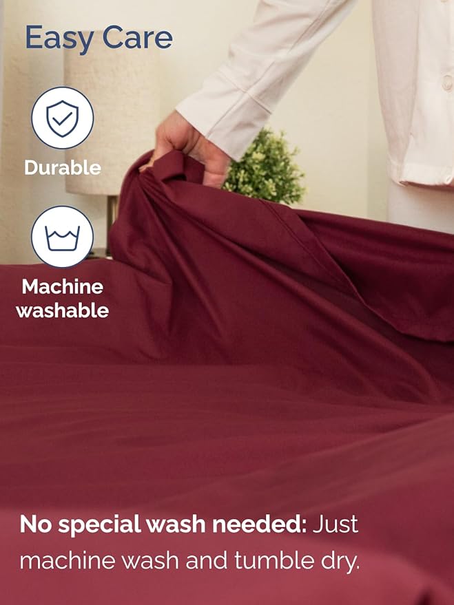 Extra Deep Twin XL Sheet Set - 4 Piece Breathable & Cooling Sheets - Hotel Luxury Bed Sheets Set - Easy & Secure Fit - Soft, Wrinkle Free & Comfy Sheets Set - Burgundy Sheet Set w/Extra Deep Pockets