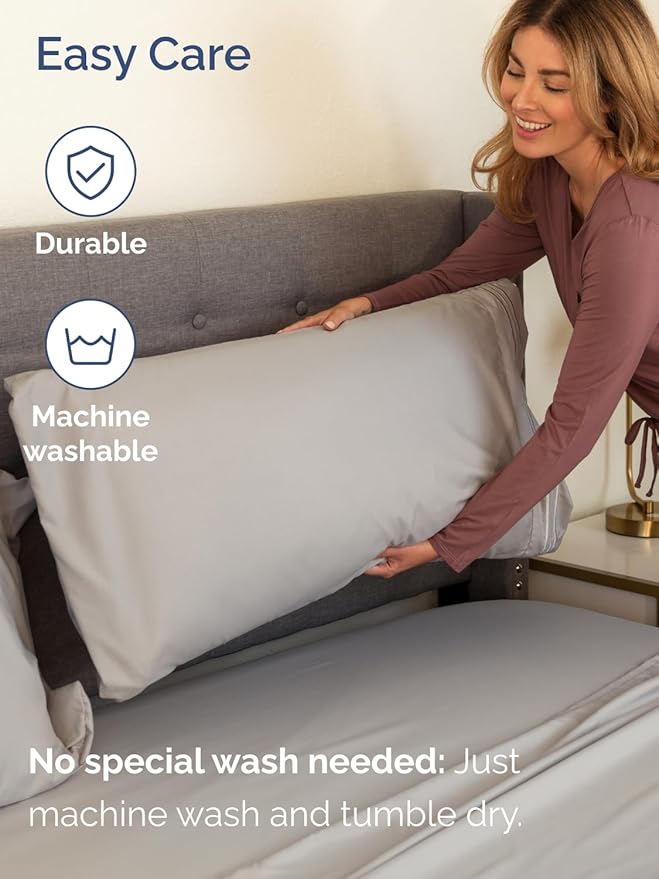 Extra Deep Queen Sheet Set - 6 Piece Breathable & Cooling Sheets - Hotel Luxury Bed Sheets Set - Easy & Secure Fit - Soft, Wrinkle Free & Comfy Sheets Set - Light Grey Sheet Set w/Extra Deep Pockets