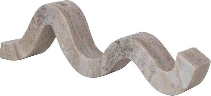 Bloomingville Marble Wave Double Taper Candle Holder, Beige