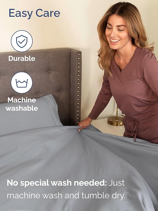 Extra Deep Twin XL Sheet Set - 4 Piece Breathable and Cooling Sheets - Hotel Luxury Bed Sheets Set - Easy Fit - Soft, Wrinkle Free and Comfy Sheets Set - Steel Blue Sheet Set with Extra Deep Pockets