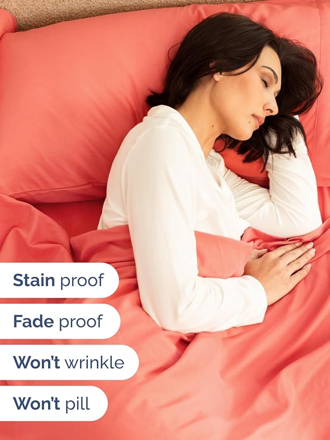 Extra Deep Full Sheet Set - 6 Piece Breathable and Cooling Sheets - Hotel Luxury Bed Sheets Set - Easy & Secure Fit - Soft, Wrinkle Free and Comfy Sheets Set - Coral Sheet Set with Extra Deep Pockets