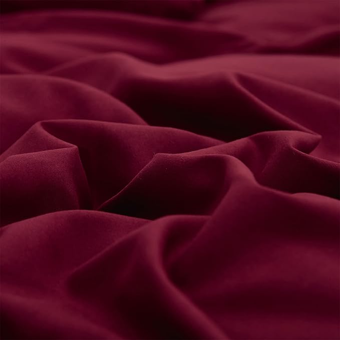 Cottonight Dark Red Comforter King Burgundy Bedding Chic Modern Wine Red Blanket Quilt Breathable Cotton Modern Solid Blackish Red Comforter Set for Women Men King Bed