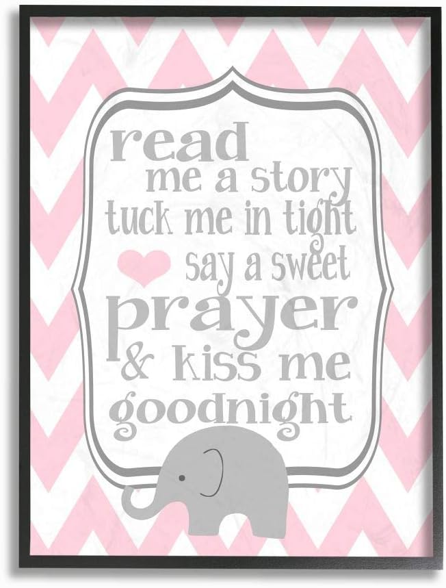 The Kids Room by Stupell Art, Read Me A Story/Elephant in Pink Chevron, 16x20