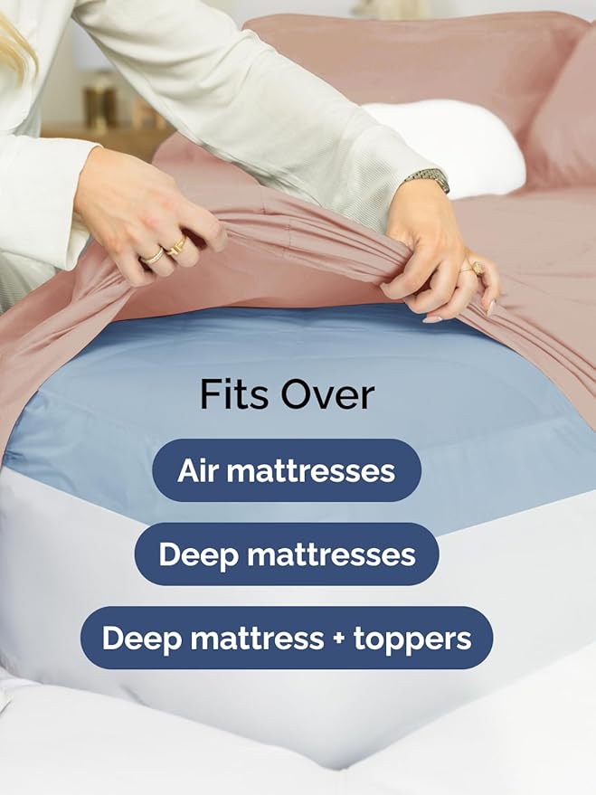 Extra Deep King Sheet Set - 6 Piece Breathable and Cooling Sheets - Hotel Luxury Bed Sheets Set - Easy & Secure Fit - Soft, Wrinkle Free and Comfy Sheets Set - Mauve Sheet Set with Extra Deep Pockets