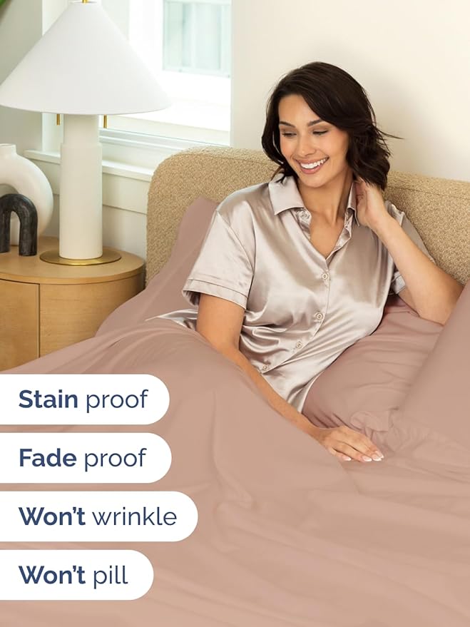 Extra Deep King Sheet Set - 6 Piece Breathable and Cooling Sheets - Hotel Luxury Bed Sheets Set - Easy & Secure Fit - Soft, Wrinkle Free and Comfy Sheets Set - Mauve Sheet Set with Extra Deep Pockets