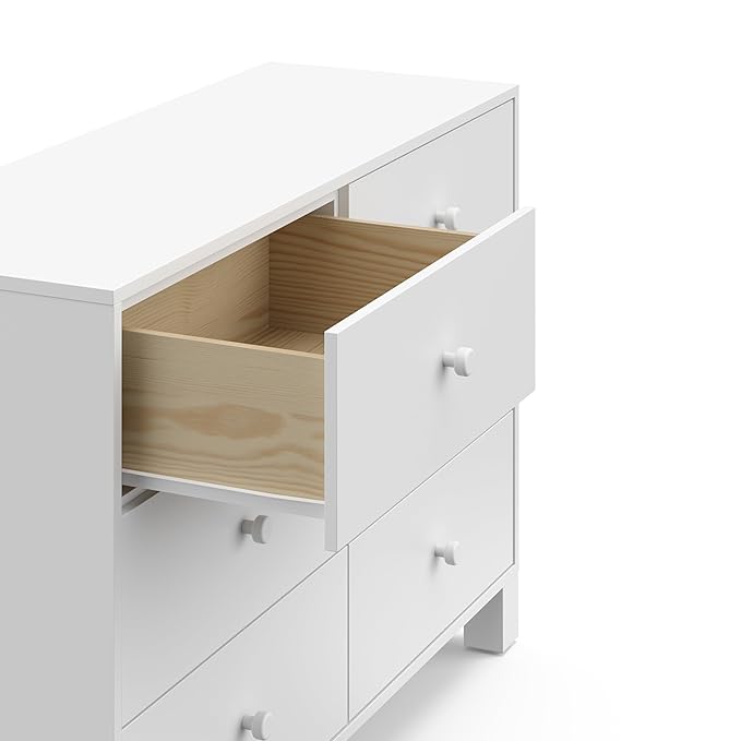 Storkcraft California 6-Drawer Double Dresser (White) - GREENGUARD Gold Certified, Interlocking Drawer System, Dresser Drawer Organizer for Kids Bedroom