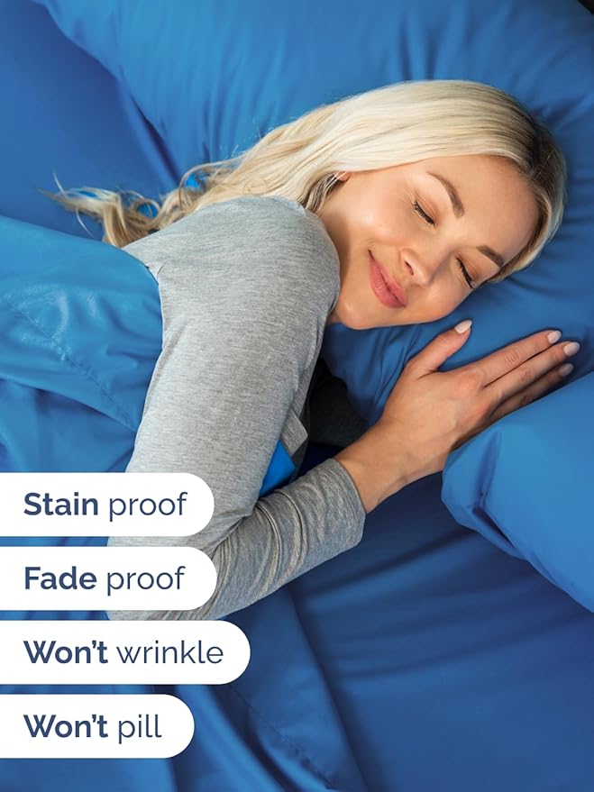 Extra Deep Split King Sheet Set - 7 Piece Breathable & Cooling Sheets - Hotel Luxury Bed Sheets Set - Easy Fit - Soft, Wrinkle Free & Comfy Sheets Set - Royal Blue Sheet Set with Extra Deep Pockets
