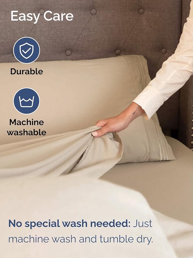 Extra Deep Queen Sheet Set - 6 Piece Breathable and Cooling Sheets - Hotel Luxury Bed Sheets Set - Easy & Secure Fit - Soft, Wrinkle Free and Comfy Sheets Set - Cream Sheet Set with Extra Deep Pockets