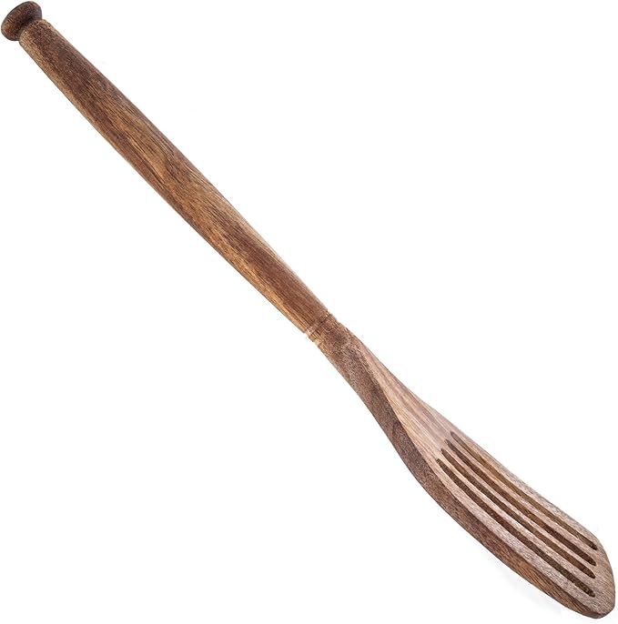 Labrea Life and Home 1pc Solid Acacia Wooden Slotted Spatula Spurtle Kitchen Utensils Cooking Baking Home Essentials 12.5 Inch