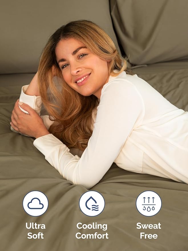 Extra Deep Twin Sheet Set - 4 Piece Breathable and Cooling Sheets - Hotel Luxury Bed Sheets Set - Easy & Secure Fit - Soft, Wrinkle Free and Comfy Sheets Set - Khaki Sheet Set with Extra Deep Pockets