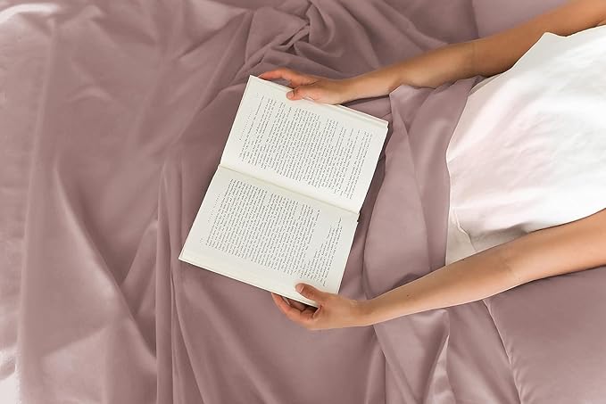 CGK Linens Twin XL 4 Piece Sheet Set - Cooling Sheets for Hot Sleepers - Hotel Luxury Bedding Set with 8-16 Inch Deep Pockets - 1 Flat & 1 Fitted & 2 Pillowcases - Soft, Comfy & Wrinkle Free - Mauve