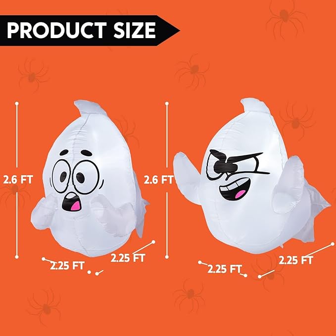 Joiedomi 2 Pack Halloween Inflatable Window Ghost with Build-in LED, 2.6 FT Tall Blow Up Inflatable Scary Flying Ghost Broke Out from Window for Halloween Outdoor, Yard, Garden, Lawn Decoration