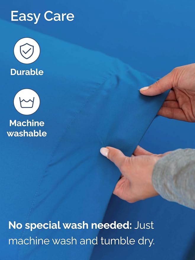 Extra Deep Split King Sheet Set - 7 Piece Breathable & Cooling Sheets - Hotel Luxury Bed Sheets Set - Easy Fit - Soft, Wrinkle Free & Comfy Sheets Set - Royal Blue Sheet Set with Extra Deep Pockets