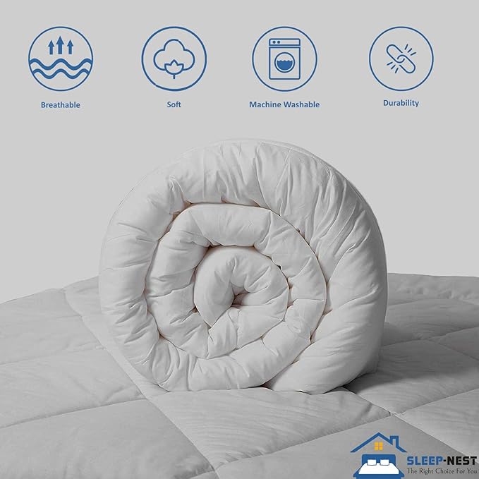 SLEEP-NEST Super King Plus Comforter 128x128 Hotel Luxury Down Alternative Pinch Pleated 1 Piece Comforter with 8 Tabs/Loops, Extra Wide Quilt for All Season, Oversized King - Silver Grey
