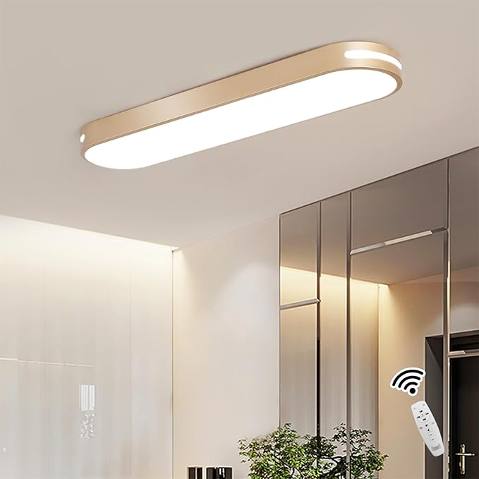 Becailyer 23.6" Modern LED Ceiling Light, Dimmable Flush Mount Ceiling Lamp, 60W Metal Ceiling Chandelier Lighting Fixture for Living Room Bedroom Dining Room Office Hallway Aisle Closet, Gold