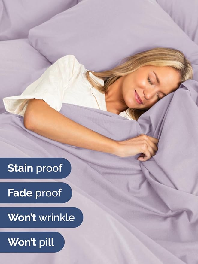 Extra Deep Queen Sheet Set - 6 Piece Breathable and Cooling Sheets - Hotel Luxury Bed Sheets Set - Easy Fit - Soft, Wrinkle Free and Comfy Sheets Set - Light Lavender Sheet Set with Extra Deep Pockets