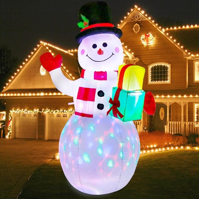 AerWo 5ft Christmas Inflatables Blow Up Yard Decorations, Upgrade Snowman Xmas Inflatable with Rotating LED Lights for Indoor Outdoor Yard Garden Christmas Decorations
